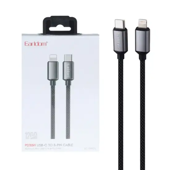 تصویر کابل تبدیل لایتنینگ به USB-C ارلدام مدل EC-199C-L طول 1.2 متر