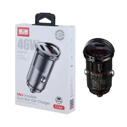 نمایش جزئیات شارژر فندکی 46 وات دو پورت ارلدام مدل CC46