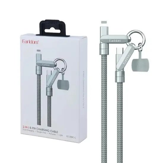 تصویر کابل تبدیل USB-C به لایتنینگ ارلدام مدل EC-208C-L به طول 1.2 متر