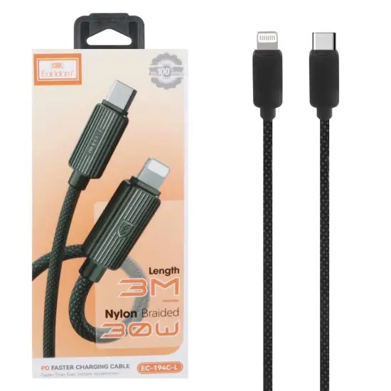 تصویر کابل تبدیل USB-C به لایتنینگ ارلدام مدل EC-194C-L به طول 3 متر