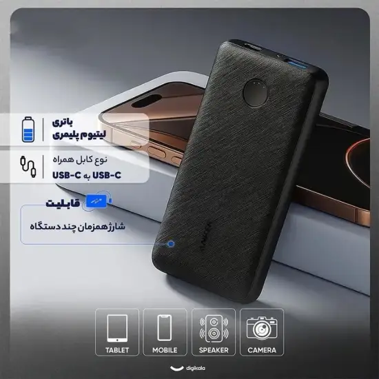 تصویر پاوربانک انکر 20 وات مدل PowerCore Essential A1287 ظرفیت 20000 میلی آمپر ساعت