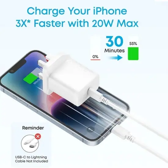 تصویر شارژر دیواری 20 وات انکر مدل B2347K21  همراه کابل تبدیل USB-C