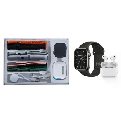 نمایش جزئیات پک ساعت هوشمند و هدفون بلوتوثی مدل KW93 MAX