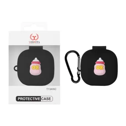 نمایش جزئیات کاور ایرپاد سیلیکونی یوشیتا طرح شیشه شیر برجسته مدل  QCY T13 ANC