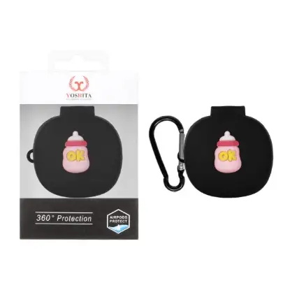 نمایش جزئیات کاور ایرپاد سیلیکونی یوشیتا طرح عروسک برجسته شیشه شیر مدل  QCY T13X