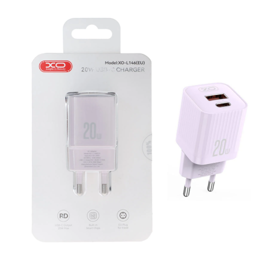 تصویر شارژر دیواری 20 وات تک پورت ایکس او مدل XO-L146(EU)