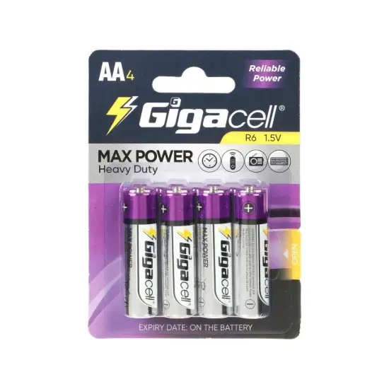 تصویر باتری قلمی گیگاسل مدل MAX POWER Heavy Duty R6 بسته 4 عددی