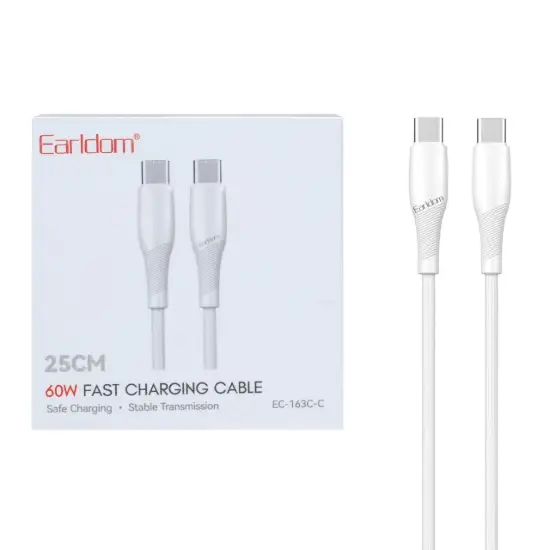 تصویر کابل تبدیل پاوربانک USB-C به USB-C ارلدام مدل EC-163C-C
