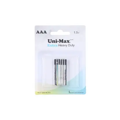 نمایش جزئیات باتری نیم قلمی یونی مکس مدل Extra Heavy Duty R03P بسته 2 عددی
