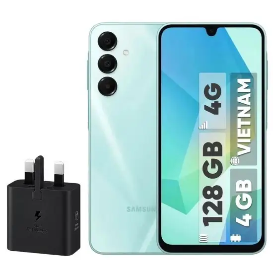 تصویر گوشی موبایل سامسونگ مدل Galaxy A16 4G دو سیم کارت ظرفیت 128 گیگابایت و رم 4 گیگابایت به همراه شارژر 25 وات سه پین