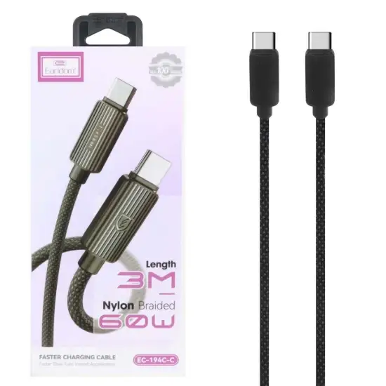 تصویر کابل تبدیل USB-C به USB-C ارلدام مدل EC-194C-C طول 3 متر