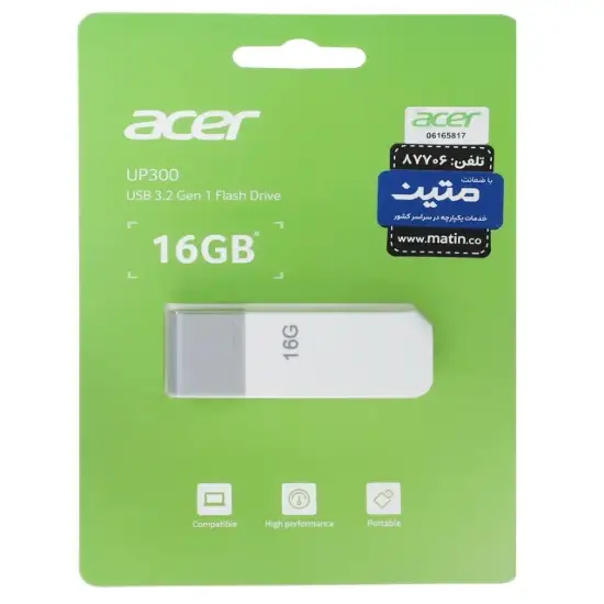 تصویر فلش مموری ایسر مدل UP300 USB3.2 ظرفیت 16 گیگابایت