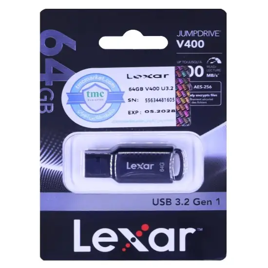 تصویر فلش مموری لکسار Jump Drive V400 USB3.2 ظرفیت 32 گیگابایت