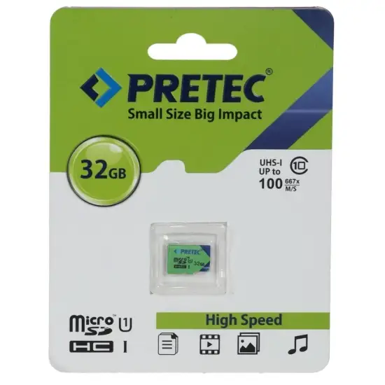 تصویر کارت حافظه MICROSDHC پرتک مدل 667X کلاس 10 استاندارد U1 سرعت 100MB/s ظرفیت 32 گیگابایت