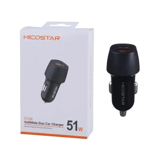 تصویر شارژر فندکی 51 وات دو پورت هایکواستار مدل HS-CC28