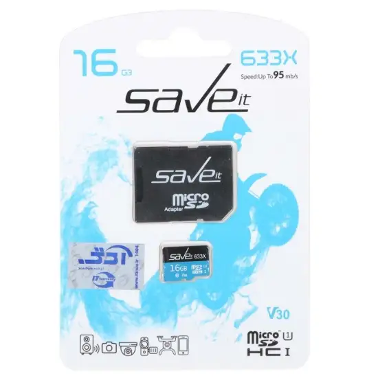 تصویر کارت حافظه microSDHC سیو ایت مدل 633X کلاس 10 استاندارد U1 سرعت 95MB/s ظرفیت 16 گیگابایت