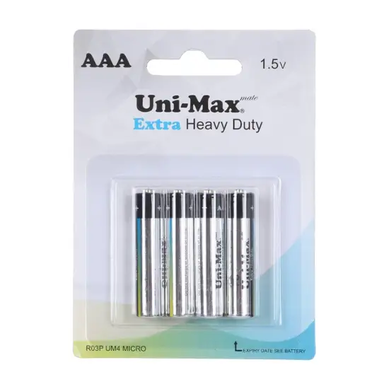 تصویر باتری نیم قلمی یونی مکس مدل Extra Heavy Duty R03P بسته 4 عددی