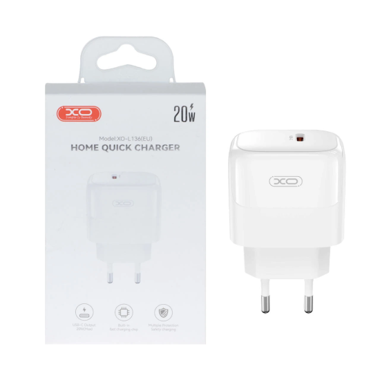تصویر شارژر دیواری 20 وات تک پورت ایکس او مدل XO-L136(EU)