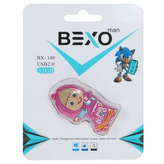 تصویر فلش مموری بکسو مدل  BX-149 USB2.0 ظرفیت 32 گیگابایت عروسکی