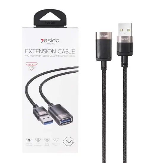 تصویر کابل افزایش طول USB یسیدو مدل GS26 طول 1.5 متر