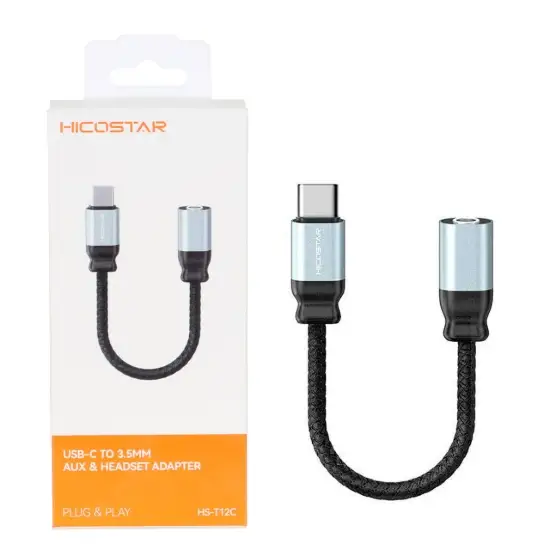 تصویر کابل تبدیل USB-C به AUX هایکواستار مدل HS-T12C