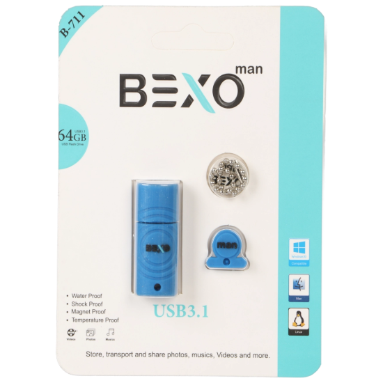 تصویر فلش مموری بکسو مدل B-711 USB3.1 ظرفیت 64 گیگابایت