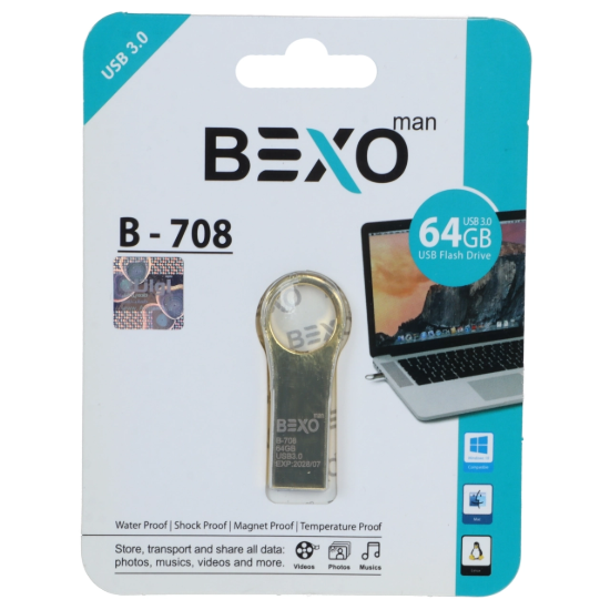 تصویر فلش مموری بکسو مدل B-708 USB3.0 ظرفیت 64 گیگابایت