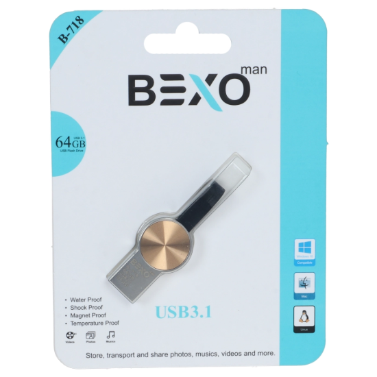 تصویر فلش مموری بکسو مدل B-718 USB3.1 ظرفیت 64 گیگابایت