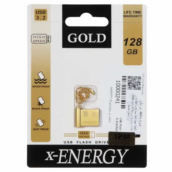 تصویر فلش مموری ایکس-انرژی مدل Gold USB3.2 ظرفیت 128 گیگابایت