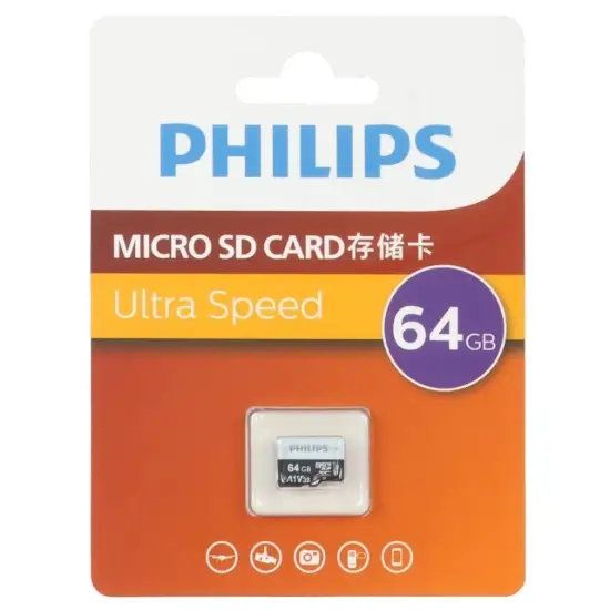 تصویر کارت حافظه MicroSDXC فیلیپس مدل Ultra Pro کلاس 10 U3 سرعت 100MB/sو ظرفیت 64 گیگابایت