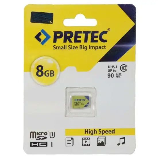 تصویر کارت حافظه microSDXC پرتک مدل 533X کلاس 10 استاندارد U1 سرعت 90MB/s ظرفیت 8 گیگابایت