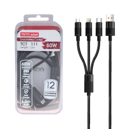 نمایش جزئیات کابل تبدیل USB به USB-C | microUSB | لایتنینگ تسکو مدل TCT 111 به طول 1.2 متر