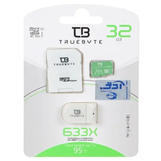 تصویر کارت حافظه microSDXC تروبایت مدل 633X کلاس 10 استاندارد U3 سرعت 95MB/s ظرفیت 32 گیگابایت