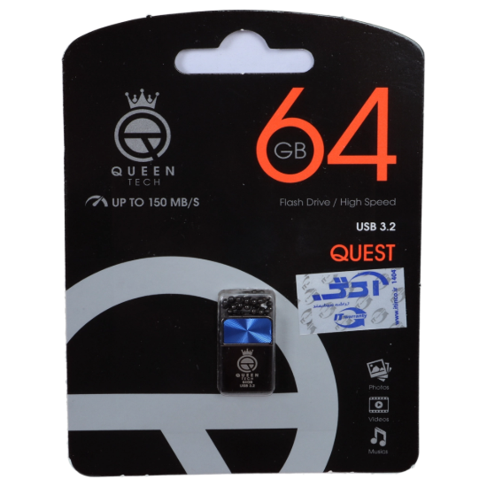 تصویر فلش مموری کویین تک مدل QUEST USB3.2 ظرفیت 64 گیگابایت