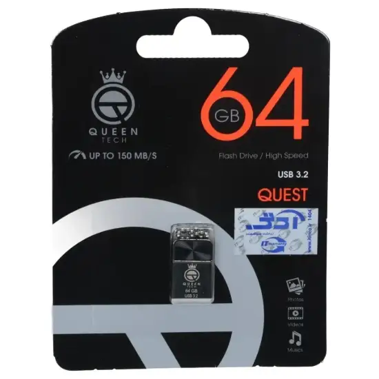 تصویر فلش مموری کویین تک مدل QUEST USB3.2 ظرفیت 64 گیگابایت